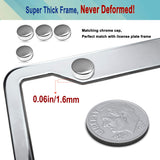 Stainless Steel License Plate Frames- 2 Pack Mirror Polished Car Plate Holder, with Screws, Chrome Caps, Heavy Duty Rustproof Metal Front Rear Car Tag Frame