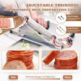 Moongiantgo Manual Frozen Meat Slicer Bone Short Rib Cutter Chicken Chopper Machine 13.5 Inch Double Blade Heavy Duty Guillotine Biltong Cutter for Korean BBQ Shabu Hot Pot (KD0288)