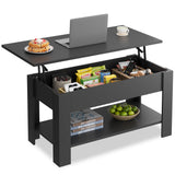 WLIVE Lift Top Coffee Table for Living Room/Dining/Office, Retro Black