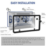 2 Pack License Plate Protector, Plastic Car Front/Rear License Plate Protector with Screws Caps, Universal Car Accessories for Most Cars
