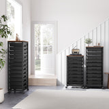 SYKIARIOL Rolling Cart with Drawers,10 Drawer Rolling Cart, Rolling storage cart with drawers, Black Rolling Drawer Cart, Teacher Rolling Cart