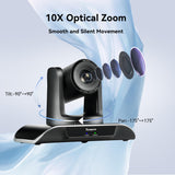 Conference Room Camera 10X Optical Zoom USB3.0/HDMI/RS232 Wide Angle FHD 1080P 60FPS for Video Conferencing Tenveo