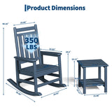 HDPE Rocking Chair Outdoor Set of 4 with 2 Side Table, High Back Rocker