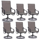 MFSTUDIO Swivel Patio Dining Chairs Set of 6, Brown Textilene Fabric