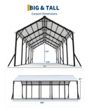 GarveeLife 13x26 ft Metal Carport with Vertical Roof, Heavy-Duty Metal Car Port 120° Steep-Pitch Roof, 133" High-Clearance for Full-Sized Pickups, Tractors, and Bass Boats