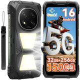 Blackview Rock 2 Pro 5G Rugged Phone Android 16, 15000mAh/33W Dual 400LM Camping Light, 32(8+24) GB+256GB/2TB Rugged Smartphone Unlocked Gemini AI, 16MP+13MP 6.67" 2.4K 120Hz Glove Mode/NFC
