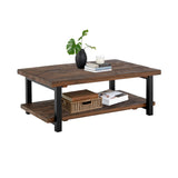 Alaterre Furniture Pomona Living Room 48 Inch Rectangular Solid Wood Coffee Table with Storage Shelf & Metal Legs – Rustic Industrial Farmhouse Large Living Room Table (Rustic Brown)