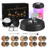Electric Whiskey Smoker Kit with 7 Light Modes,Rechargeable Cocktail Smoker with 10 Natural Wood Chips,Food-Grade Stainless Steel Ice Cubes & Mold