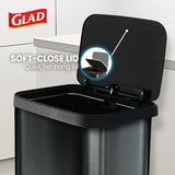 Glad Stainless Steel Step Trash Can, Large Metal Kitchen Garbage Bin with Soft Close Lid, 20 Gallon