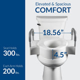 Bemis Rise 4.5" Raised Toilet Seat with Support Handles, Hinges Never Loosen, Fits Round and Elongated
