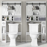 Vabches Over The Toilet Storage Cabinet, Farmhouse Storage Cabinet Over Toilet with Sliding Doors，Home Space-Saving Toilet Rack, for Bathroom, Restroom, Laundry