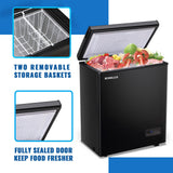 DEMULLER 79L Chest Freezer with Electronic Panel Mini Deep Freezers with Two Wire Baskets Compact Size & Low Noise & Rapid Cooling White