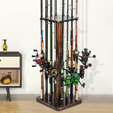 Fishing Rod Holders for Garage 360 Degree Rotating Fishing Pole Rack, Floor Stand Holds up to 16 Rods Ghosthorn