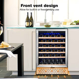 Tylza 24 Inch Wine Fridge, 54 Bottles Wine Refrigerator, Under Counter or Freestanding, 40-65°F, Lock, Double Layer Tempered Glass Door, Wine Cooler Refrigerator
