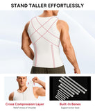 Nebility Compression Shirt Men Tank Top Compression Undershirt Mens Shapewear Body Shaper Waist Trainer Tummy Control Vest, White - Large