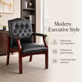 WDYLWFHW Black Leather Office Guest Chair for Reception Waiting Room