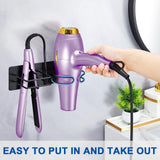 XILIMEN Hair Dryer and Straightener Holder Wall Mounted, Self Adhesive Blow Dryer and Flat Iron Storage Hair Tool Organizer for Bathroom Vanity (Black)
