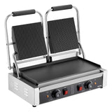 VEVOR Commercial Panini Grill, 3600W Electric Sandwich Panini Maker, Stainless Steel Double Sandwichs Press Grill with Handle and Temp Control, 19x9 in Flat Enamel Plate for Hamburger Steak Bacon
