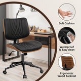 Desk Chair with Wheels, Adjustable Height Reading Chair, Leather Mid Back & Swivel Computer