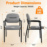 CLATINA Guest Reception Chair, Leather Office Waiting Room Chair with Arms and Padded Seat, Stationary Desk Chair No Wheels for Lobby Conference Room Home Study Medical Clinic, Grey, 4pk
