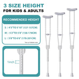 Aluminum Crutches for Kids & Adults, Lightweight Adjustable Crutches for Walking with Comfortable Underarm Pad and Hand Grip & Crutch Bag, 300 LB Weight Capacity, Fitting 4'5"-5'10", 1 Pair