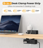 VILONG Dual Layer Desk Clamp Power Strip, 13 Outlets, 20W USB-C, 5FT Cord