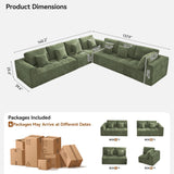 140''Modular Sectional Couches for Living Room, Cloud Boneless Compressed Sectional Sofa