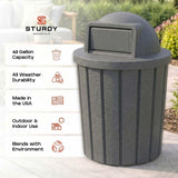 Campus Collection 42 Gallon Commercial Trash Can with Lid | Dark Granite