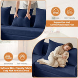 79" Modular Sectional Sofa, Boneless Convertible Sleeper Sofa Bed, Modern Tri-Folding Cloud Couch with L-Shape Chaise, Corduroy Futon for Living Room Small Spaces Apartment, No Assembly,Blue