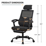 Qulomvs Ergonomic Office Chair with Massage&Heated Lumbar Support, Kneading Massage Office Chair with Foot Rest, Reclining Home Office Desk Chair Adjustable Mesh Computer Desk Chair with Wheels