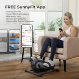 Sunny Health & Fitness Smart Motorized Mini Elliptical Trainer w/Remote Control, Indoor Under-Desk Pedal Exerciser for Seniors’ Mobility & Cardio Workout, Free SunnyFit App Connection – SF-E324028
