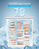 Muhub 7.0 Cubic Feet Chest Freezer, White Deep Freezer with Removable Baskets, Free Standing Top Open Door Compact Freezer with Adjustable Temperature (7.0 Cu.Ft)