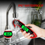 Meat Thermometer Digital，IP67 Waterproof Cooking Thermometer with Backlight, Calibration & Hold Function，Food Thermometer for Cooking,Outdoor Grilling, Red