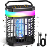 Solar Bug Zapper Outdoor, 4 in 1 Portable & Rechargeable Bug Zapper Outdoor with 5000mAH Battery, 4000V Mosquito Zapper Waterproof with LED Night Light, for Camping, Patio, Backyard (Black)