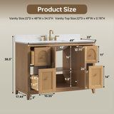 DELUXE LIVING 48 Inch Bathroom Vanity with Sink, Fully Assembled, Light Oak