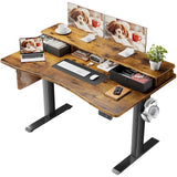 Veken 47.2"×27.6" Standing Desk with Storage Drawers, Adjustable Height Computer Table with Monitor Shelf