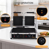 ROVSUN 813 Commercial Panini Press Grill, 3600W Stainless Steel Electric Countertop Sandwich Maker with Adjustable Temp 122°F–572°F, For Steak, Burgers, Home & Restaurant Use, 110V, Silver