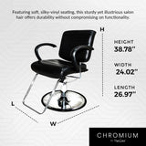 PureSana Chromium Vinyl Kyler 360 Degree Professional All Purpose Salon Chair with Adjustable Reclining Mechanism and Rotational Lock, Black