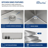 Sarlai Drop In Kitchen Sink - 33x22 Drop In Kitchen Sink Ledge Workstation 16 Gauge Stainless Steel Topmount Deep Single Bowl Over Counter Sinks Basin Round Corners