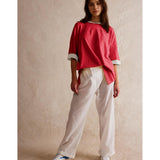 Songling Womens 3/4 Length Sleeve Casual Loose Fit Summer Tee Shirt Basics Cotton t Shirts Trendy Tops Red