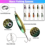 66pcs Fishing Lures Spinner Baits, Trout Bass Salmon Walleye Lures Kit with Treble Hooks Rooster Feather Tail, Assorted Spinnerbait Spoons Minnow Swim Bait for Freshwater Saltwater Fishing