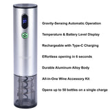 Electric Wine Opener with Wine Accessories -Rechargeable Wine Bottle Opener Set with Base, Wine Aerator, Foil Cutter and Wine Stoppers- Perfect Wine Gifts for Wine Lovers