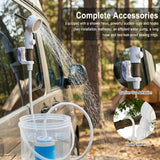 Outdoor Shower & Portable Rinse Kit, 10-Piece Portable Camping Shower with USB Rechargeable Pump, Hose and Multi-Spray Showerhead, Pumps Water from Bucket for Camping, Travel, Pet Bath, Plant Watering