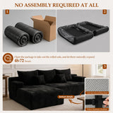 96.8" Boneless Couch Cloud Modular Sectional Sofa with L Shaped Chaise, Modern Comfy Corduroy Upholstered Deep Seat Couches Lounge with 5 Pillows for Living Room Bedroom(Black, Left Facing Chaise)