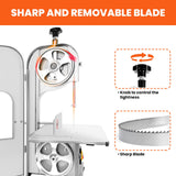 POWKOL 1500W Commercial Bandsaw Machine, 19x14" Stainless Table, 0.04-5.0" Cutting Thickness, Electric Bone Saw Machine with 8 Blades, Frozen Meat Cutter for Rib Pork Beef