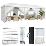 Aoxun 10x30 Pop Up Canopy Tent with 8 Sidewalls, Party Tent, White