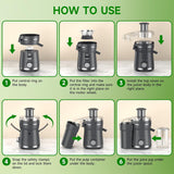 Juicer Machine, 500W Centrifugal Juicer Extractor with 3 Speed & Wide Mouth 3” Feed Chute for Fruit Vegetable, High Yield Juicer Included Cleaning Brush for Easy to Clean