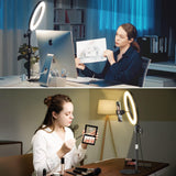Desk Ring Light with Stand for Computer, Desk Light for Video Recording