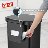 Series 2 with Clorox Protection - Large Black Kitchen Garbage Bin with Soft Close Lid
