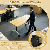 Flip Top Mobile Meeting Table with Wheels, Modular Stackable Training Tables, Convertible Rolling Seminar Table for Office Classroom